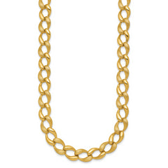 14k Brushed and Polished 9mm Fancy Curb Link 17 inch Necklace