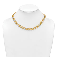 14k Brushed and Polished 9mm Fancy Curb Link 17 inch Necklace