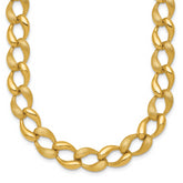 14k Brushed and Polished 9mm Fancy Curb Link 17 inch Necklace