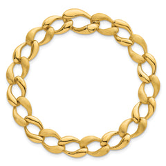 14k Brushed and Polished 9mm Fancy Curb Link 7 inch Bracelet