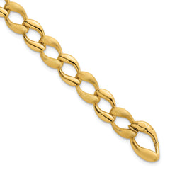 14k Brushed and Polished 9mm Fancy Curb Link 7 inch Bracelet