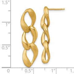 14k Brushed and Polished 8.8mm Fancy Link Dangle Post Earrings