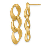 14k Brushed and Polished 8.8mm Fancy Link Dangle Post Earrings