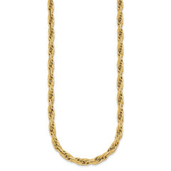 14k Polished And Textured 4.5mm Flat Rope Chain 18.25 inch Necklace