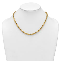 14k Polished And Textured 4.5mm Flat Rope Chain 18.25 inch Necklace