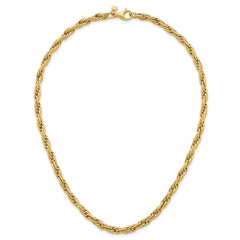14k Polished And Textured 4.5mm Flat Rope Chain 18.25 inch Necklace