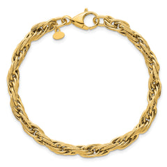 14k Polished And Textured 4.5mm Flat Rope Chain 7.5 inch Bracelet