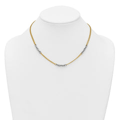 14K Two-Tone Polished 4.8mm Fancy Oval Link and Double Strand Chain 17 inch Necklace Plus 2 inch Extender