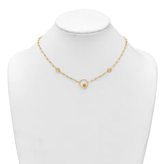 14k Polished Circle in Circle and Paper Clip Links 3-Station 16.75 inch Necklace
