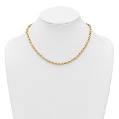 14k Polished 4mm Fancy Textured Rolo Link 17.25 inch Necklace