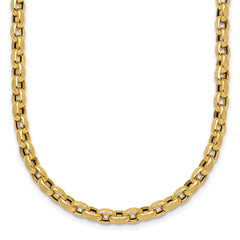 14k Polished 4mm Fancy Textured Rolo Link 17.25 inch Necklace