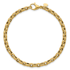 14k Polished 3.8mm Fancy Textured Rolo Link 7.75 inch Bracelet