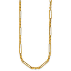 14K Polished and Textured Fancy Link with Toggle 18 inch Necklace