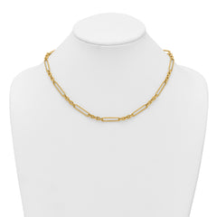 14K Polished and Textured Fancy Link with Toggle 18 inch Necklace