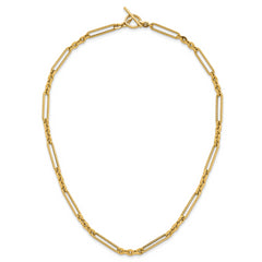 14K Polished and Textured Fancy Link with Toggle 18 inch Necklace