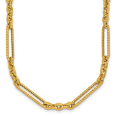 14K Polished and Textured Fancy Link with Toggle 18 inch Necklace