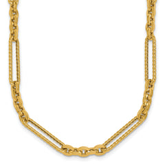14K Polished and Textured Fancy Link with Toggle 18 inch Necklace