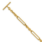 14K Polished and Textured Fancy Link with Toggle 7.5 inch Bracelet