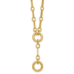 14k Polished Fancy Long Link with Circles 17.5 inch Y-Drop Necklace