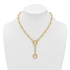 14k Polished Fancy Long Link with Circles 17.5 inch Y-Drop Necklace