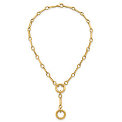 14k Polished Fancy Long Link with Circles 17.5 inch Y-Drop Necklace