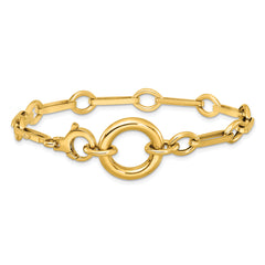 14k Polished Fancy Long Link with Circle 7.75 inch Bracelet