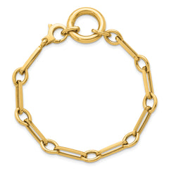 14k Polished Fancy Long Link with Circle 7.75 inch Bracelet