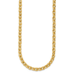 14k Polished And Brushed 6.5mm Fancy Cable Chain 18 inch Necklace