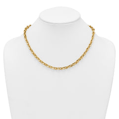 14k Polished And Brushed 6.5mm Fancy Cable Chain 18 inch Necklace