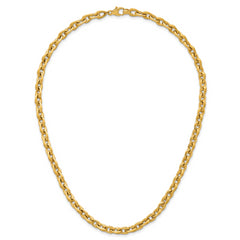 14k Polished And Brushed 6.5mm Fancy Cable Chain 18 inch Necklace