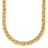 14k Polished And Brushed 6.5mm Fancy Cable Chain 18 inch Necklace