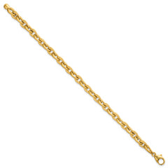 14k Polished And Brushed 6.5mm Fancy Cable Chain 7.5 inch Bracelet