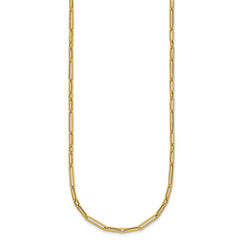 14k Polished 2.9mm Fancy Long and Short Paperclip Link 17 inch Necklace