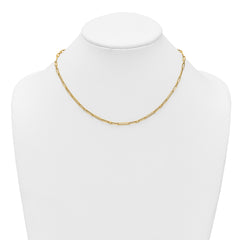 14k Polished 2.9mm Fancy Long and Short Paperclip Link 17 inch Necklace