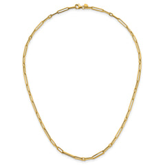 14k Polished 2.9mm Fancy Long and Short Paperclip Link 17 inch Necklace