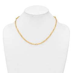 14k Polished 5mm Fancy Long and Round Link 18 inch Necklace