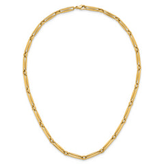 14k Polished 5mm Fancy Long and Round Link 18 inch Necklace