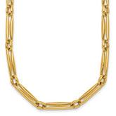 14k Polished 5mm Fancy Long and Round Link 18 inch Necklace
