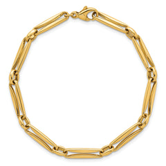 14k Polished 5mm Fancy Long and Round Link 7.5 inch Bracelet