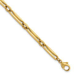14k Polished 5mm Fancy Long and Round Link 7.5 inch Bracelet
