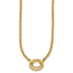 14K Polished Double Oval 17.5 inch Fancy Necklace Plus 0.5 inch Extender