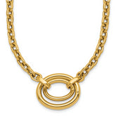 14K Polished Double Oval 17.5 inch Fancy Necklace Plus 0.5 inch Extender
