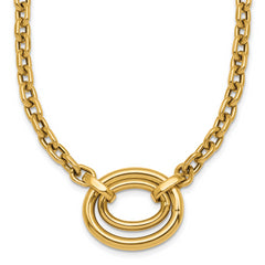 14K Polished Double Oval 17.5 inch Fancy Necklace Plus 0.5 inch Extender