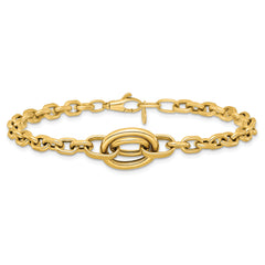 14K Polished Double Circle Fancy 7.25 inch Bracelet Plus 0.25 inch Extender