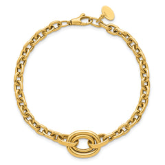 14K Polished Double Circle Fancy 7.25 inch Bracelet Plus 0.25 inch Extender
