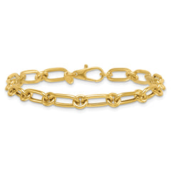 14k Polished 6mm Oval and Circle Link 7.5 inch Bracelet
