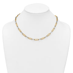 14k Two-tone Polished 5.75mm Fancy Long Link 18 inch Necklace