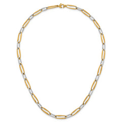 14k Two-tone Polished 5.75mm Fancy Long Link 18 inch Necklace