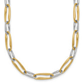 14k Two-tone Polished 5.75mm Fancy Long Link 18 inch Necklace