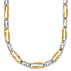 14k Two-tone Polished 5.75mm Fancy Long Link 18 inch Necklace